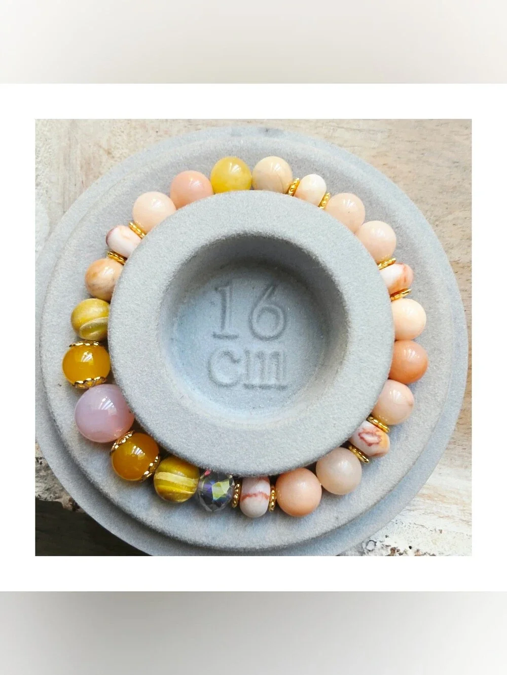 Yanyuan Agate and Peach Aventurine Beaded Stretch Bracelet